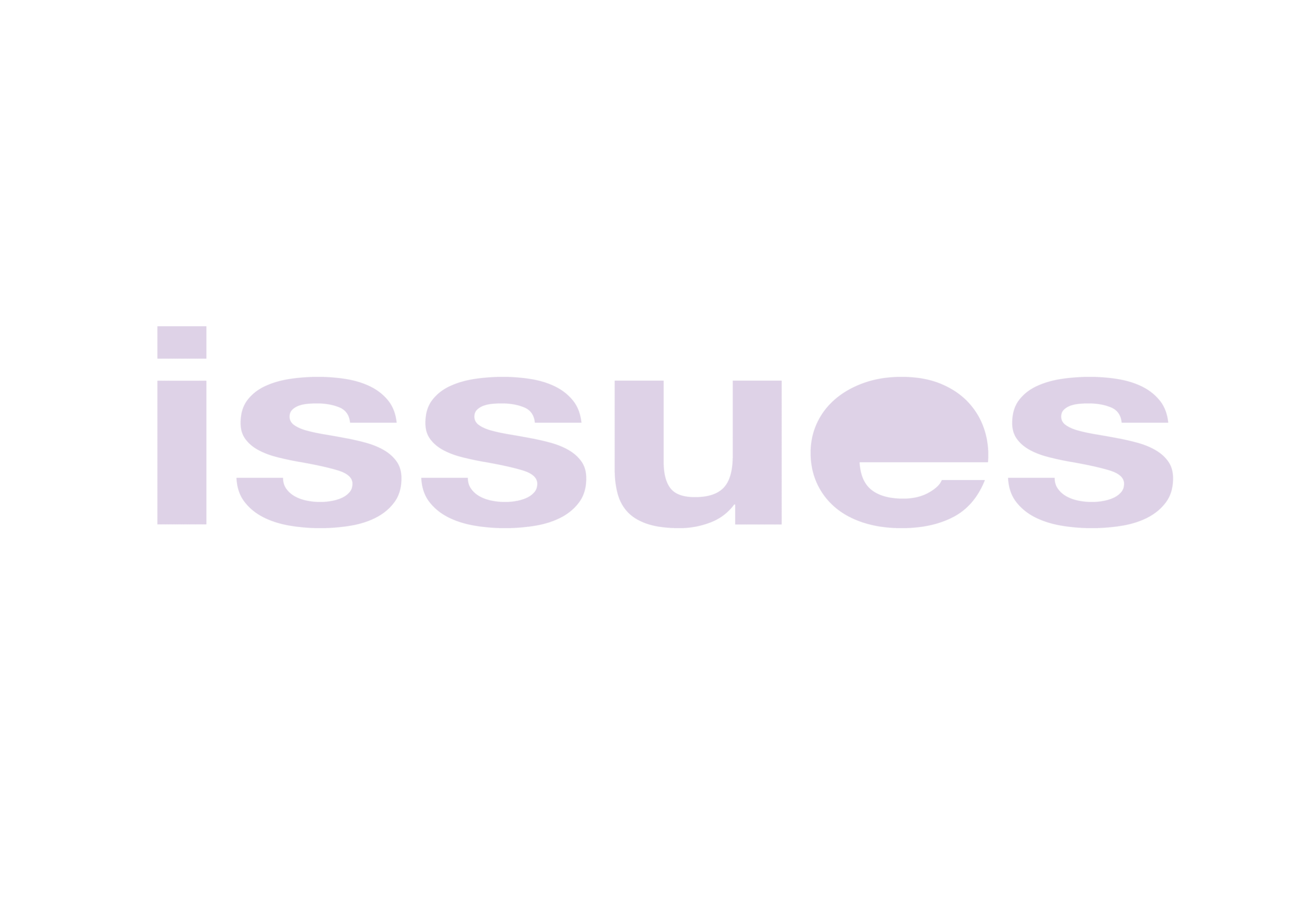 Text reads: issues.
Stylised page title in distorted sans serif font, light purple against a black background.
