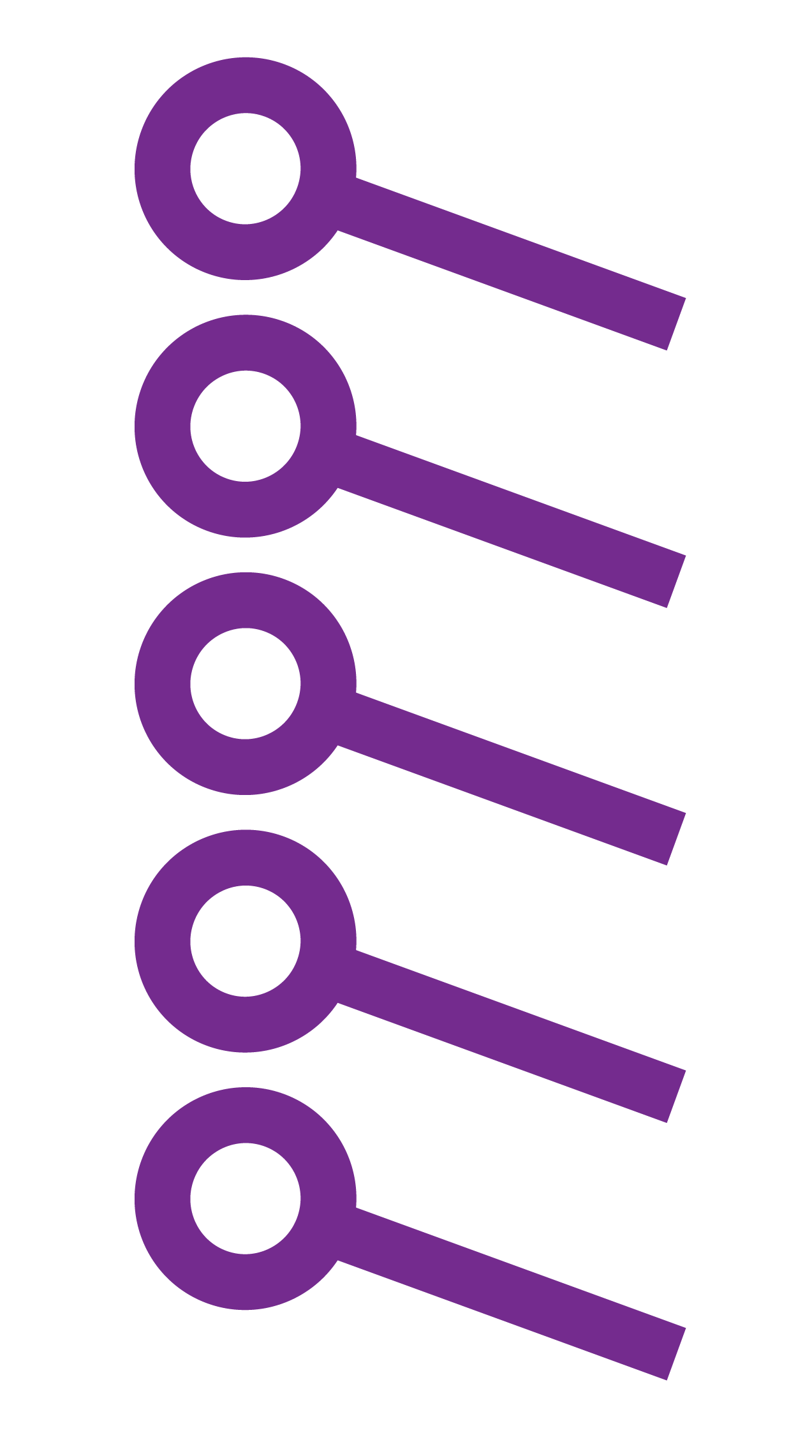 Stylised logomark showing a row of circles with lines pointing upwards at an angle.